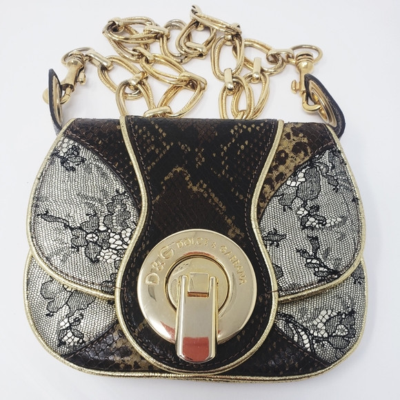 Dolce & Gabbana Handbags - Dolce & Gabbana Purse Mini Bag Gold Chain Lace
